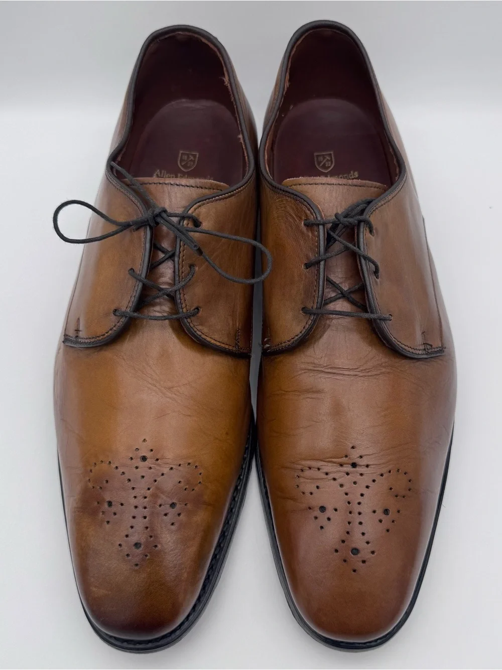 Allen Edmonds Flatiron Cognac Leather Brogue Oxford Shoes Men 13 3E Made in USA